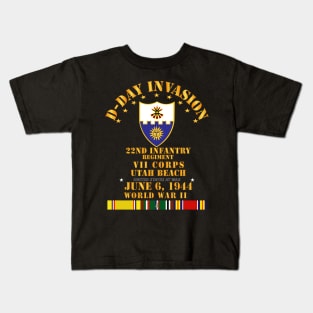 22nd Infantry Regt - VII Corps - D Day w SVC Kids T-Shirt